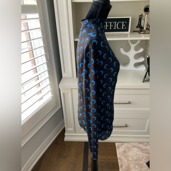 Moon Patterned Print Long Sleeve Cowl Neck Shirt Black Blue Women’s Size Medium - Picture 8 of 9